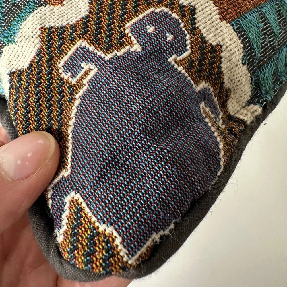 Kokopelli Woven Tapestry‎ Throw Pillow Southwest Flute Player 2 Sided 15x15